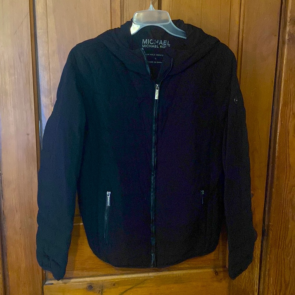 Michael Kors Packable hooded Down Filled Hooded Jacket size large euc